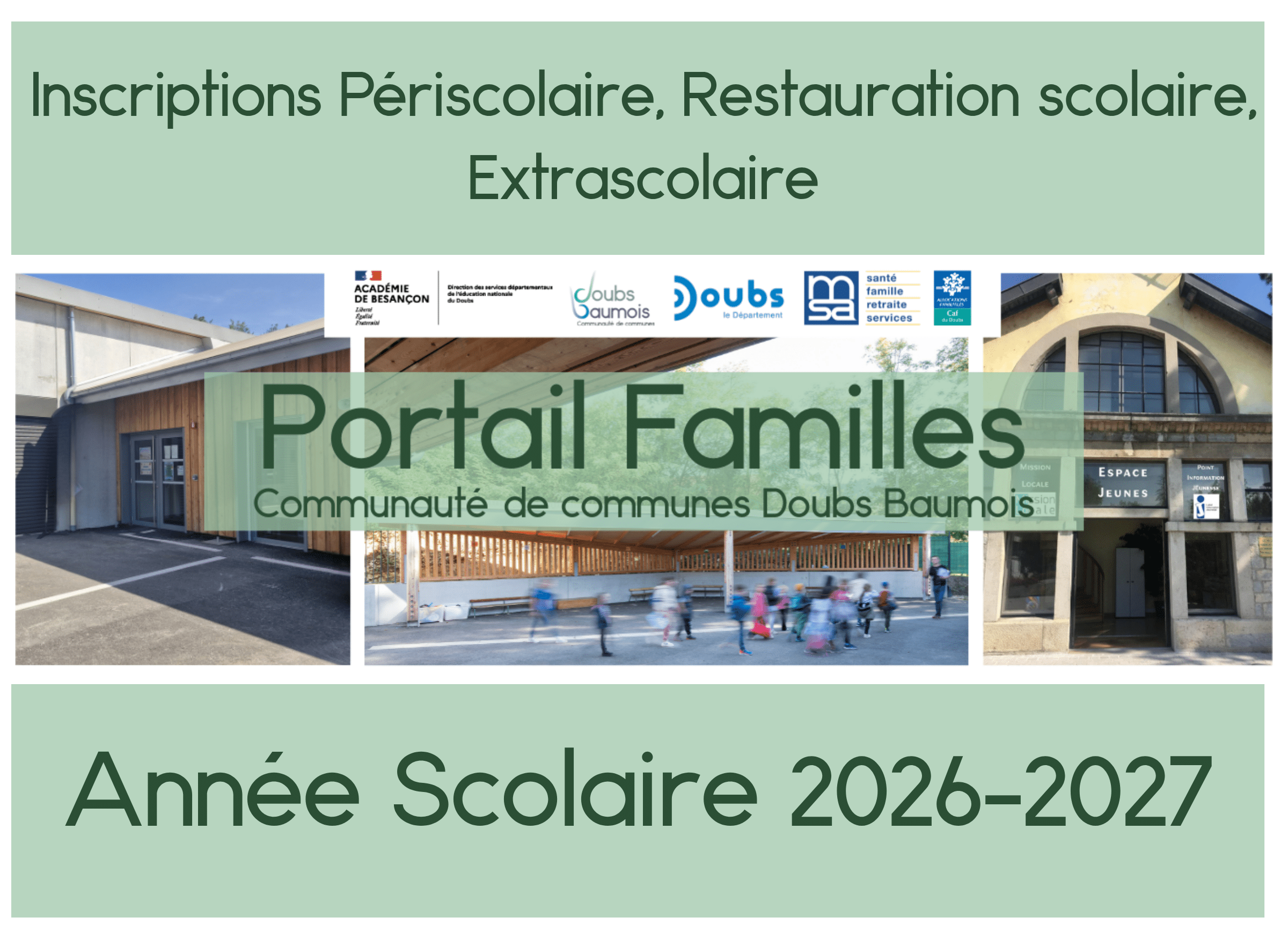 VISUEL Inscriptions Périscolaire, Restauration scolaire, Extrascolaire